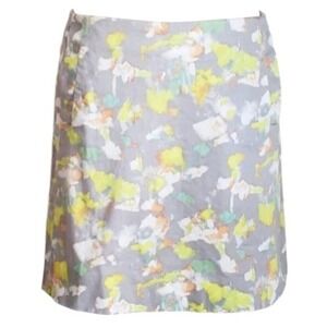 J Crew Gray & Yellow Brushstroke‎ Cotton Mini Skirt with Pockets- Size 0 XS